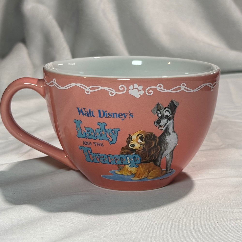 Disney Store Lady and the Tramp Large Pink Soup Mug Tea Cup Oversized